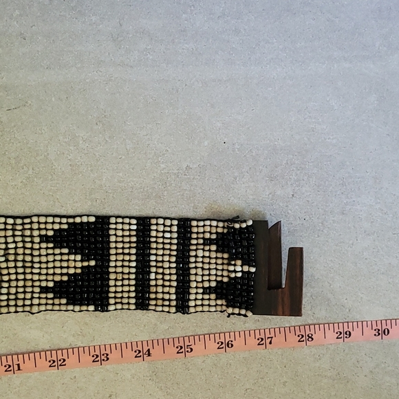 Vintage Beaded and Wooden Cinch Belt - Picture 8 of 8